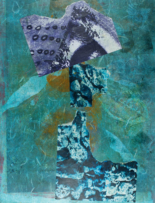 Amy Ernst - Voyeur (WIthin the Stone Wall) - 2014 monoprint collage